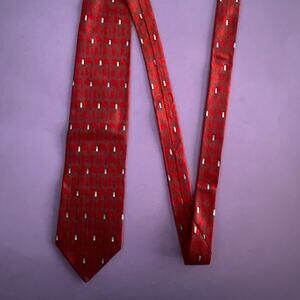 PURITAN Men's 100% Silk Neck Tie Red with Gray Accent